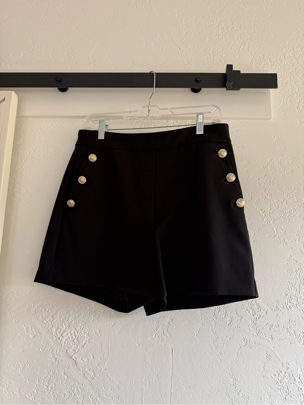 Rachel Zoe Black Tailored Short with Gold Buttons